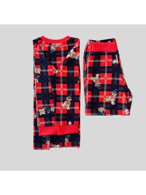 Yılbaşı Temalı Unisex Kırmızı Bebek Pijama Takımı