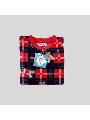 Yılbaşı Temalı Unisex Kırmızı Bebek Pijama Takımı