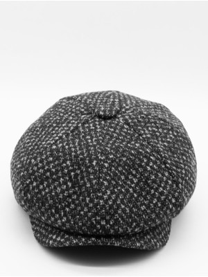 Külah Erkek Kontrast Desenli Yünlü Kışlık Ingiliz Kasket