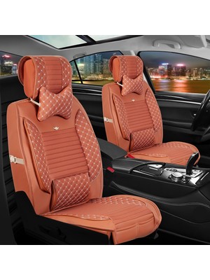 AG Store Mini Copper Contryman Uyumlu Yarı Deri Oto Koltuk Kılıfı Ön/Arka Set Prime Model Tarçın