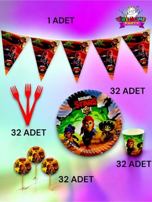 32 Kişilik Brawlstars Temalı Eko Set - Doğum Günü Parti ve Eğlenceli Etkinlikler