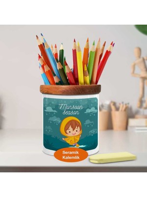 Asilmeydan Muson Sezonu Küçük Kız Ahşap Seramik Kalemlik - 23-2147876200
