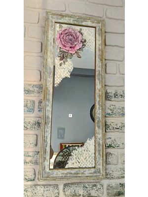 Ahşap Çerçeveli Gül Figürlü Ayna Tablo