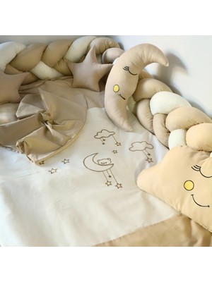 Kista Baby Montessori Bebek Uyku Seti Örgü Yan Korumalı Uyku Seti 90x190 100x200 Cloudy