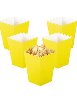 Parti Aşkı Sarı Mısır Kutusu - 8 Adet Karton Popcorn - Cips Kutusu 8*11,5 cm