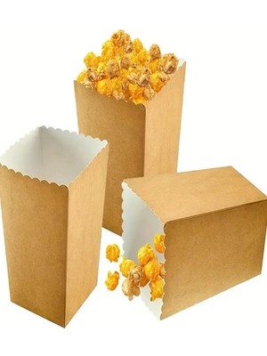 Parti Aşkı Kraft Mısır Kutusu - 8 Adet Karton Popcorn & Cips Kutusu 8*11,5 cm