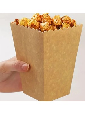 Parti Aşkı Kraft Mısır Kutusu - 8 Adet Karton Popcorn & Cips Kutusu 8*11,5 cm