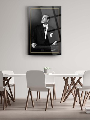 Taulart Atatürk 4mm Kırılmaz Temperli Yüksek Çözünürlüklü Cam Tablo