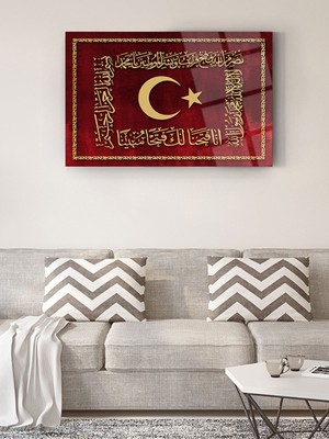 Taulart Osmanlı Sancağı Türk Bayraklı Cam Tablo Islami Tablo Dini Tablo