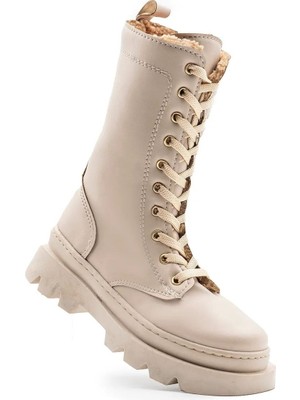 Şahnur Kız Çocuk Suya Dayanıklı Bağcık Fermuarlı Kışlık Tüylü Iç Astarlı Bot Ayakkabı FK3376