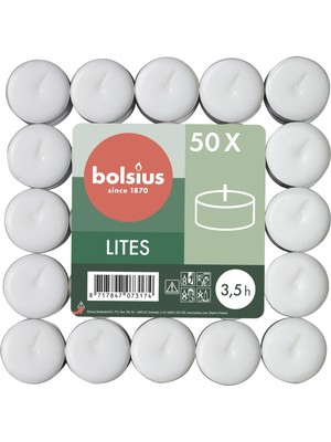 Bolsius 3,5 Saat Yan Ma Süreli, 50'li Paket, Dumansız, Yumuşak Ateşli Tealight Mum