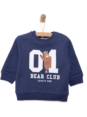 HelloBaby HelloBaby Basic Az Şardonlu Aslan Desenli Sweatshirt Erkek Bebek