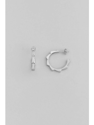 Italyan Tasarım 18 Ayar Beyaz Altın Kaplama Gümüş Küpe