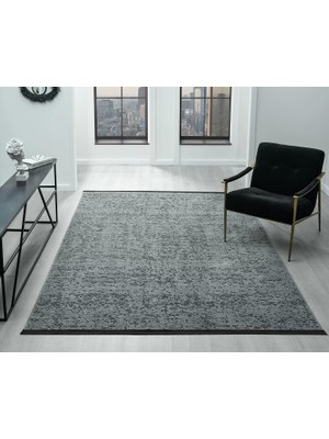 Aura Pixel Grey- Pamuk Tabanlı Yıkanılabilir Şönil Kilim