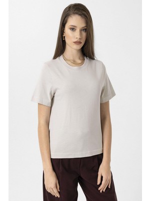 Antioch Taş Kadın Bisiklet Yaka Basic T-Shirt