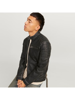 Jack & Jones Erkek Suya Dayanikli Suni Deri Ceket - Rocky