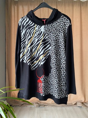 Silüet ve Leopar Desen Triko Sweatshirt