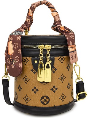 Baobao Moda Taşınabilir Silindirik Kova Crossbody Çanta (Yurt Dışından)