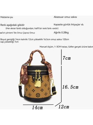 Baobao Moda Taşınabilir Silindirik Kova Crossbody Çanta (Yurt Dışından)