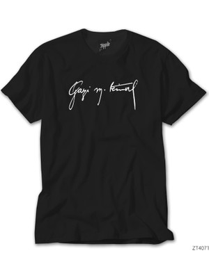 Wakha Gazi Mustafa Kemal Imza Siyah Tişört