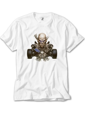 Wakha Skull Car Beyaz Tişört