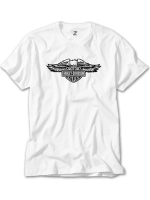 Wakha Harleydavidson Wings Eagle Silhouette Beyaz Tişört