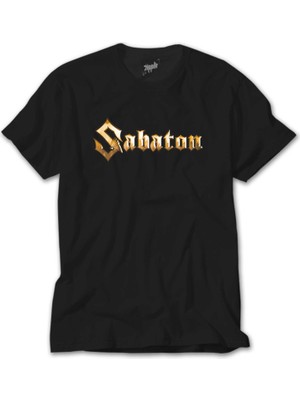 Wakha Sabaton Logo Gold Siyah Tişört