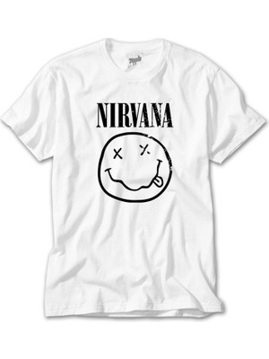 Wakha Nirvana Smiley Face Beyaz Tişört