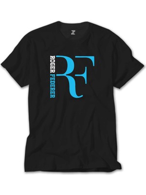 Wakha Roger Federer Blue Logo Siyah Tişört