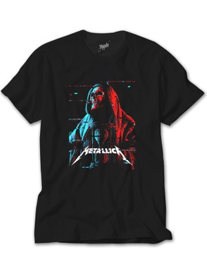 Wakha Metallica Red Blue Siyah Tişört