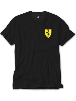 Wakha Ferrari Logo Siyah Tişört