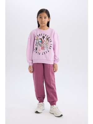 DeFacto Kız Çocuk Barbie Relax Fit Bisiklet Yaka Sweatshirt D4379A824WN