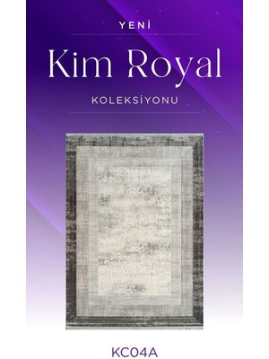 Royal Halı Kim Royal KC04A Antrasit Gri Akrilik Yumuşak Dokulu Modern Çerçeveli Halı