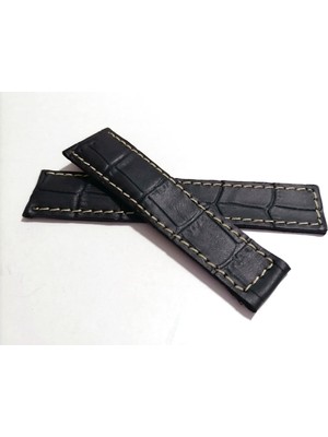 Fado Tag-Heuer Uyumlu  20-18  Beyaz Dikişli  Siyah Hakiki Dana Derisi