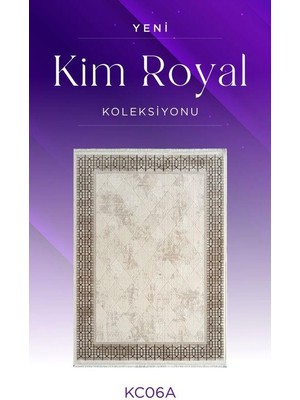 Royal Halı Kim Royal KC06A Krem Vizon Akrilik Yumuşak Dokulu Modern Çerçeveli Halı