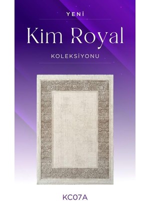 Royal Halı Kim Royal KC07A Krem Vizon Akrilik Yumuşak Dokulu Modern Çerçeveli Halı