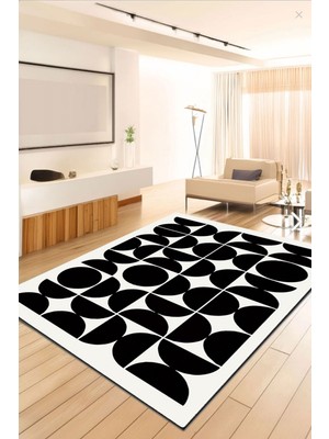 Locality Siyah Dikdörtgen Dekoratif Halı Djt