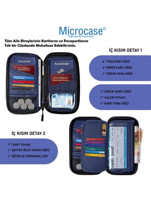 Microcase Unisex Su Geçirmez Çok Amaçlı Seyehat Pasaport Çok Gözlü Organizer Çanta AL4863