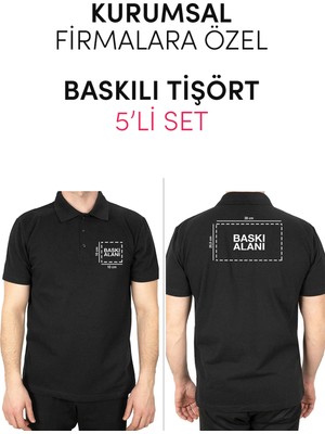 Giftcrea Kurumsal Firmalara Özel Baskılı Tişört - Özelleştirilebilir 5'li Tişört Seti - Polo Yaka