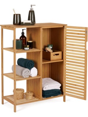 Begin Power Bambu 5 Raflı Kapaklı Salon Mutfak Banyo Dolabı Düzenleme Organizeri