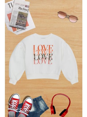 Kübra tekstil Kız Çocuk Love Baskılı Sweatshirt KT01900