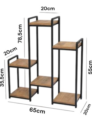 Digithome Dekoratif 6 Raflı Metal Çiçeklik Saksı Standı Saksılık Atlantik Çam 1-1-369