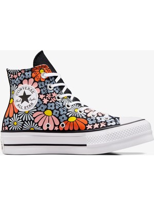 Converse Chuck Taylor All Star Lift Platform Floral Kadın Siyah Sneaker