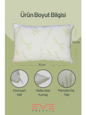 4 Adet Bamboo Serisi Kılıflı Fermuarlı Yıkanabilir Antialerjik Silikon Elyaf Yastık 50x70cm 800 gr