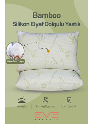 4 Adet Bamboo Serisi Kılıflı Fermuarlı Yıkanabilir Antialerjik Silikon Elyaf Yastık 50x70cm 800 gr