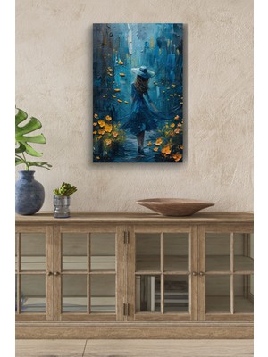 Artarilion Mavi Kıyafet ve Şapkalı Yağlı Boya Görünümlü Kanvas Dijital Baskı Tablo