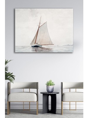 Artarilion Denizin Ortasındaki Yelkenli Kanvas Duvar Tablosu Yağlı Boya Görünümlü Kanvas Baskı Tablo