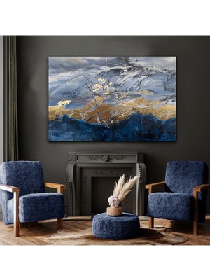 Artarilion Laciver Gri ve Altın Renginin Ahengi Kanvas Tablo Şık Modern Tablo Yeni Ev si