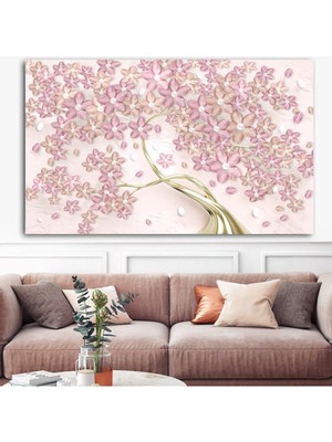 Artarilion Pembe Çiçekler Kanvas Tablo Salon Tablosu Modern Oturma Odası Tablosu Şık Tasarım