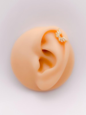 Cerrahi Çelik Zirkon Taşlı Melek Kanadı Figürlü Kıkırdak Helix Tragus Piercing (1Adet)